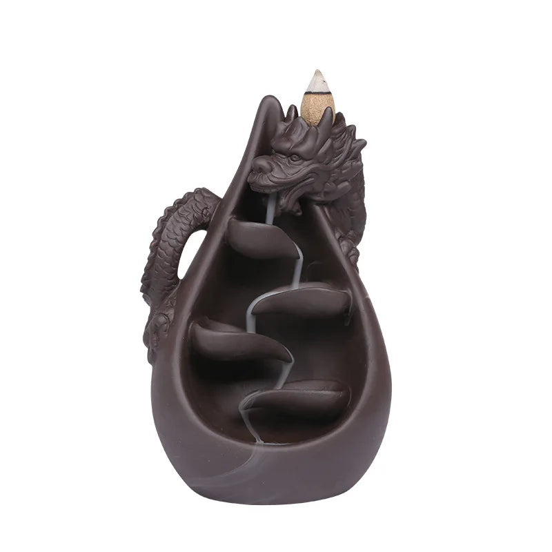 1pc Relief Dragon Incense Burner – Waterfall Backflow Aromatherapy Holder & Zen Home Decor - Image 9