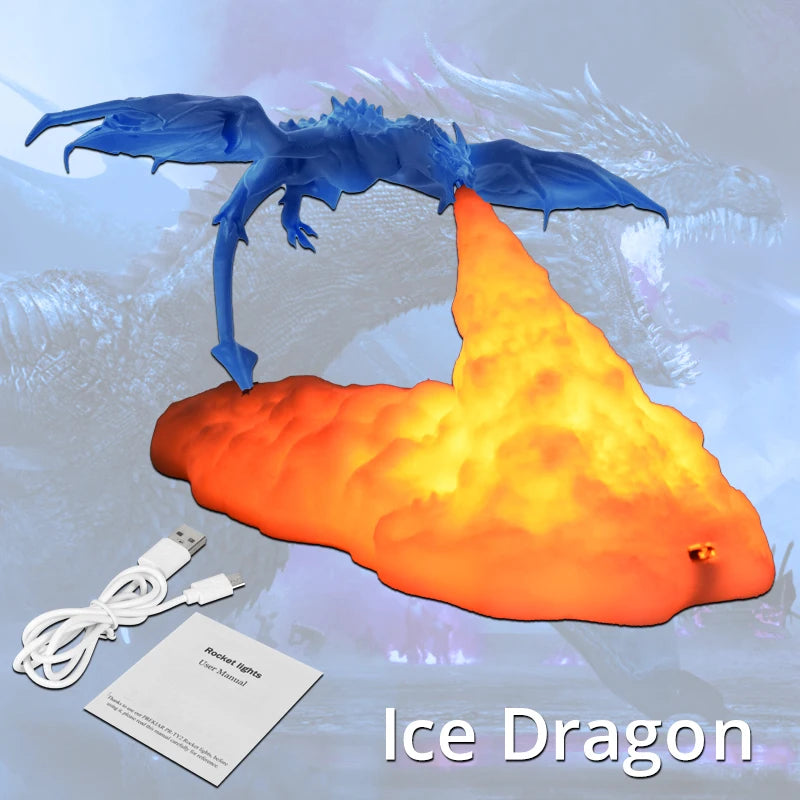 3D Room Decor LED Fire & Ice Dragon Lamps – Rechargeable Desktop Night Lights - Image 7