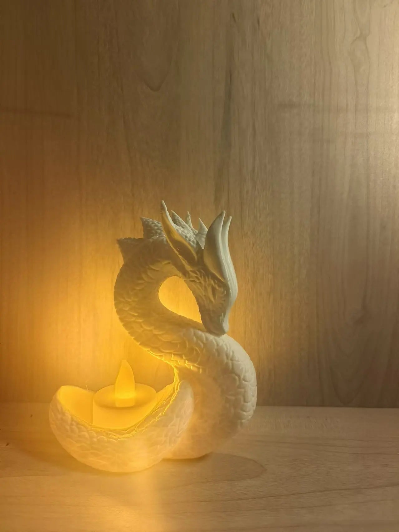 Dragon Night Light – LED Tea Light Decor Lamp & Candle Holder for Home Ambience