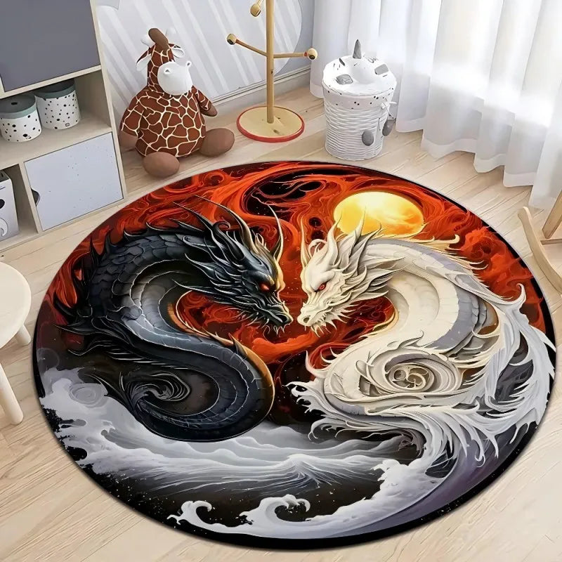 Fashion Dragon Round Carpet – Stylish Area Rug for Living Room, Bedroom & Chair Floor Mat - Image 11