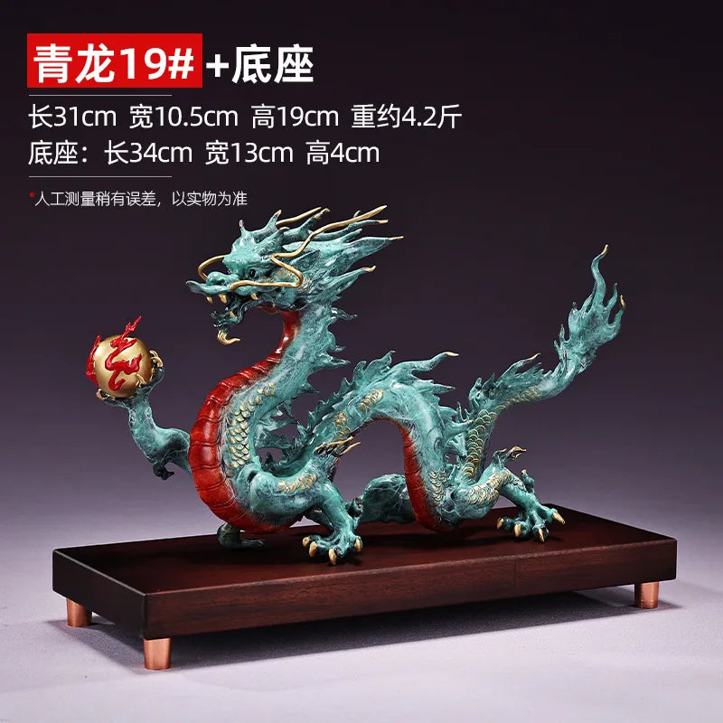 Copper Brass China Dragon Statue – Large Feng Shui Sculpture for Living Room & Office Decor (31cm / 49cm / 62cm) - Image 10