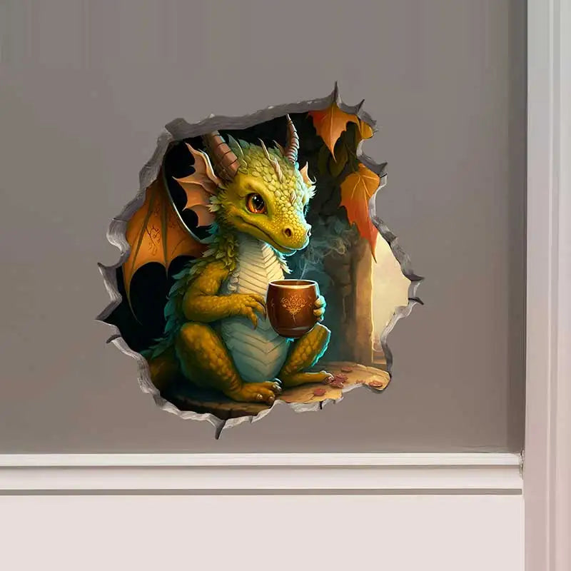 Dragon Parent and Child Reading Wall Hole Decal - Image 12
