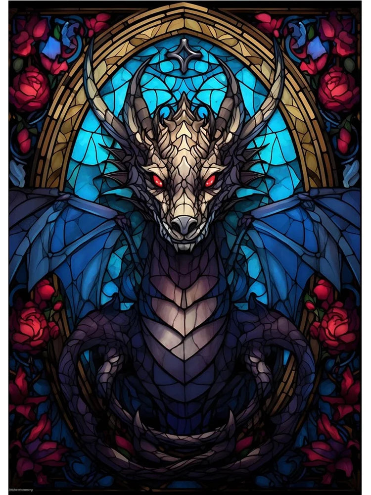 Abstract All Dragons Asylum Stained Glass Poster – Canvas Painting Wall Art for Living Room & Home Decor - Image 9