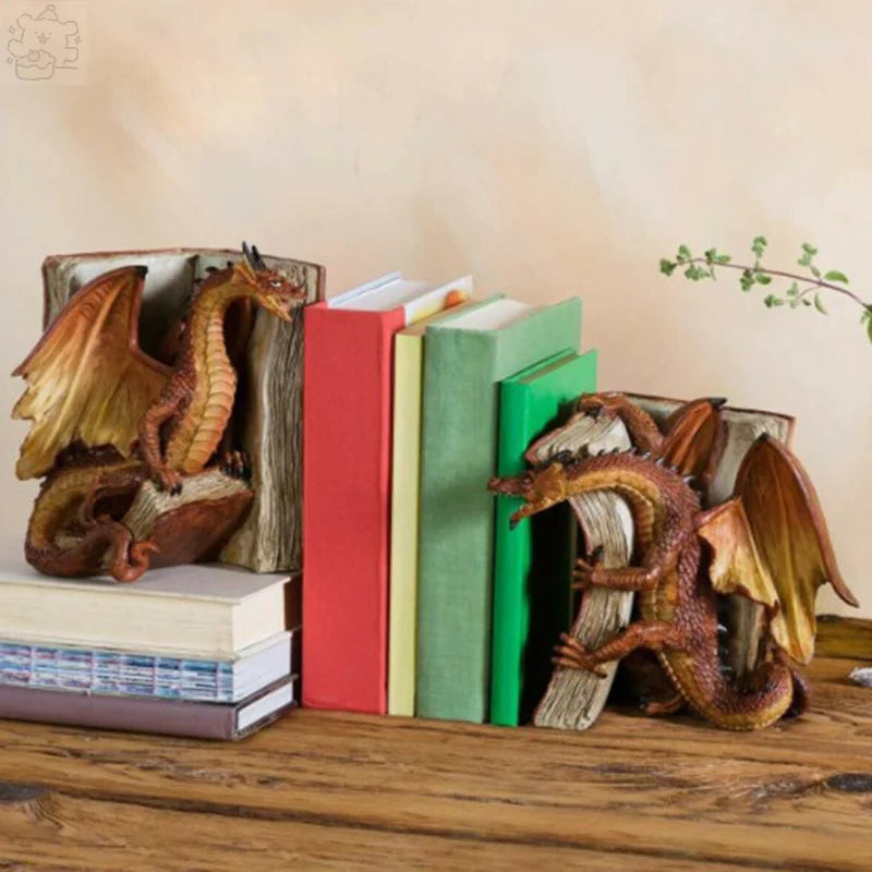 Dragon Sculpture Desktop Bookend – Artistic Home & Office Ornament for Study or Gift