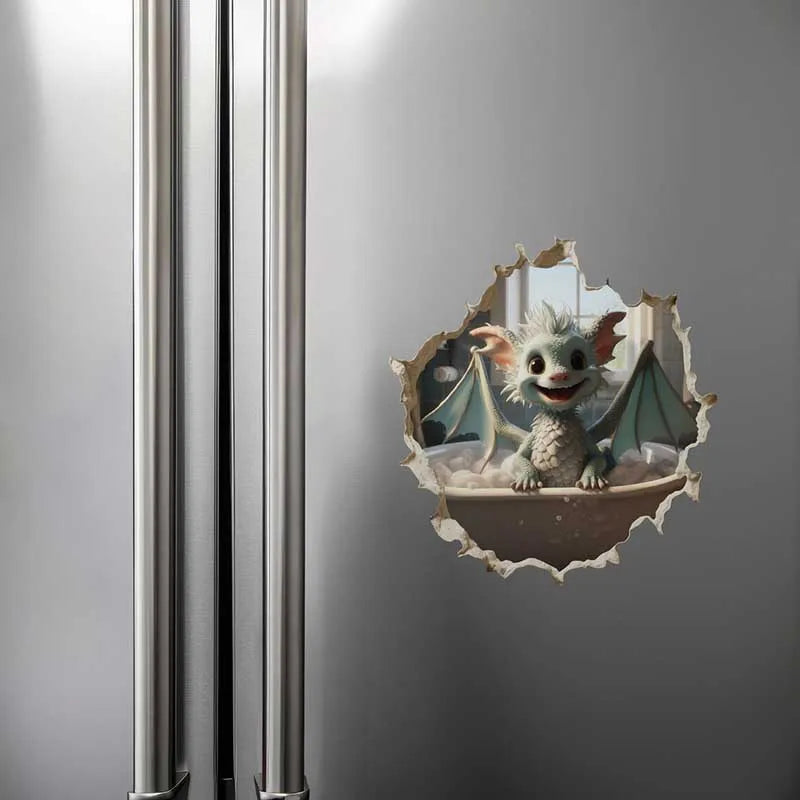 Dragon Parent and Child Reading Wall Hole Decal - Image 3