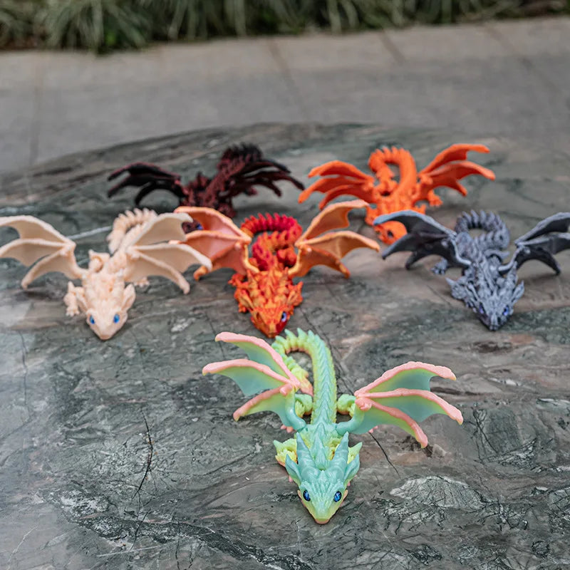 3D Printed Flying Dragon – Full Body Movable Joint Fidget Toy & Desktop Ornament - Image 4
