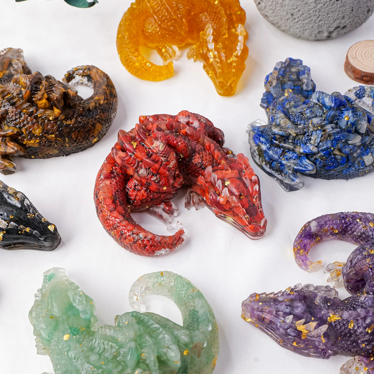 1PC Natural Crystal Stone Wolong Statue – Reiki Dragon Figurine & Feng Shui Amulet for Home & Office Decor - Image 5