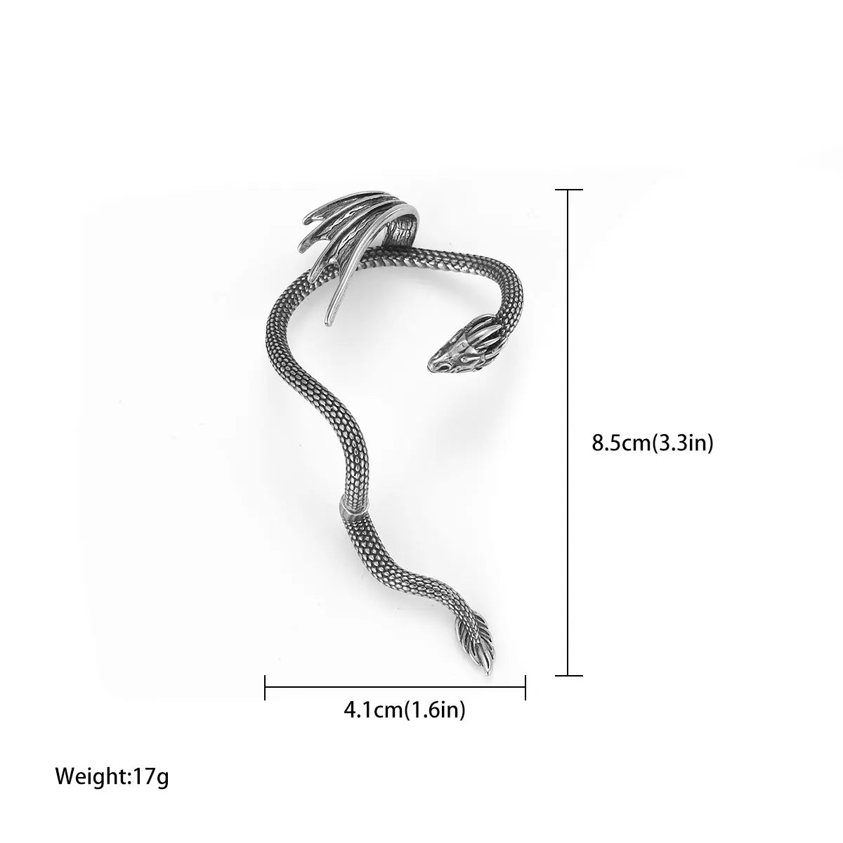 Creative Design Dragon Clip Earring – Women’s Fashion Stainless Steel Non-Piercing Ear Cuff - Image 4