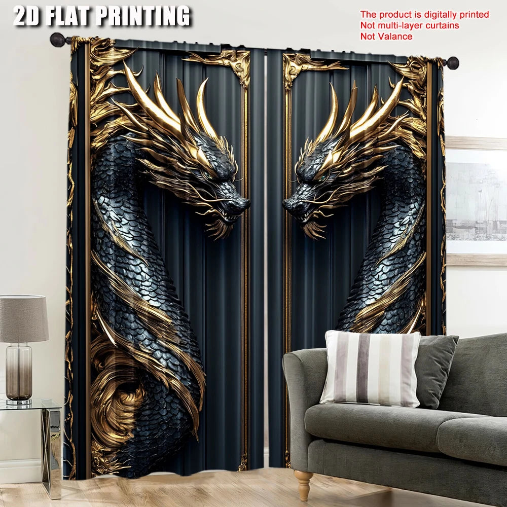2Pcs Dragon Totem Patterned Curtains – Versatile Decor for Bedroom, Kitchen, Living Room & More - Image 6
