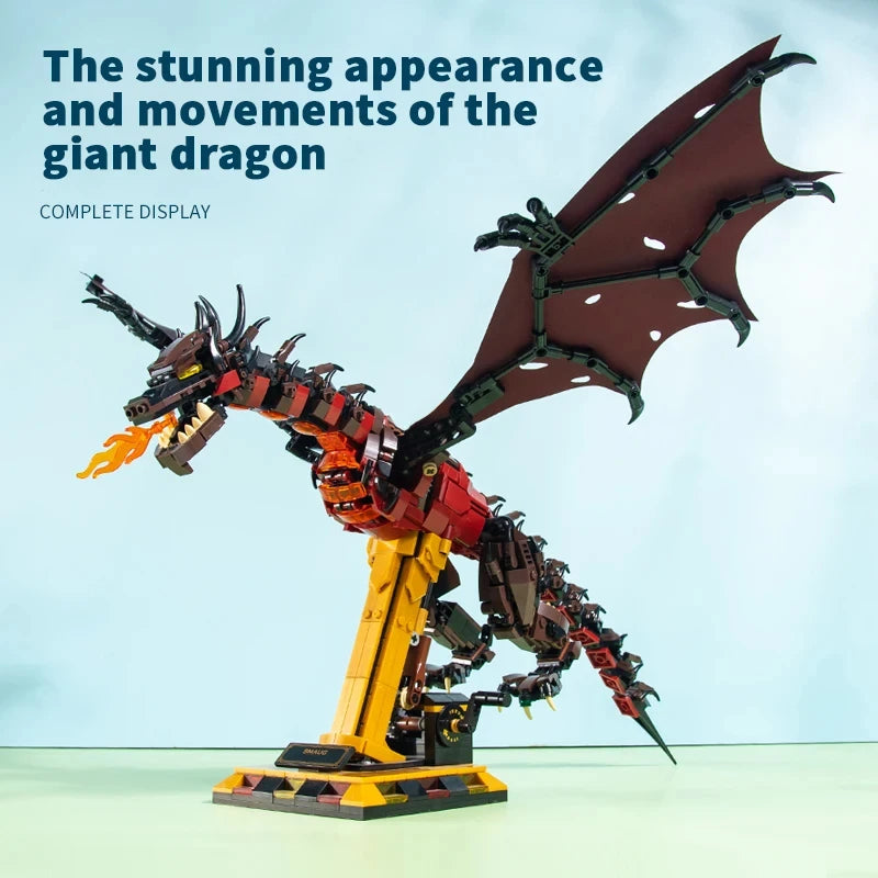 1359PCS Flames Dragon Smaug Building Blocks – Fire Breathing Dragon Model Toy for Kids’ Holiday Gifts - Image 3