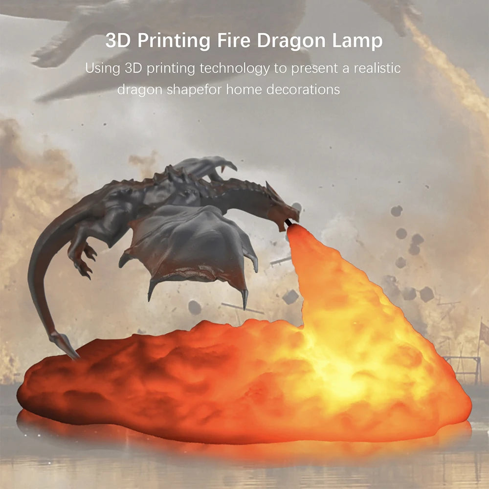 3D Printed Fire Dragon LED Lamp – USB Rechargeable Light for Gaming, Camping & Kids' Gifts - Image 2