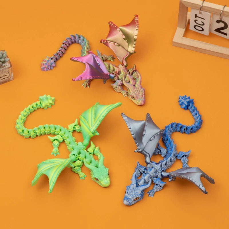 3D Printed Winged Carriage Dragon Figurine with Random Eyes & Art Deco Resin Dragon Sculpture – Tabletop Animal Theme Deco 1PC 2025 - Image 3