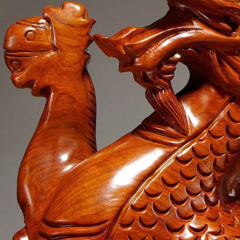 4 Inches Wooden Chinese Feng Shui Dragon Statue – Office & Home Tabletop Decor, Fortune 2024 New Year Ornament - Image 3