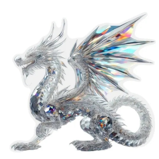 Acrylic White Crystal Dragon Statue – 2D Flat Figurine for Home & Office Decor - Image 2