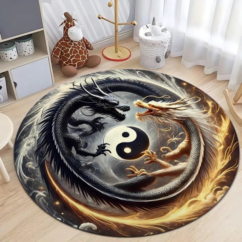 Fashion Dragon Round Carpet – Stylish Area Rug for Living Room, Bedroom & Chair Floor Mat - Image 10