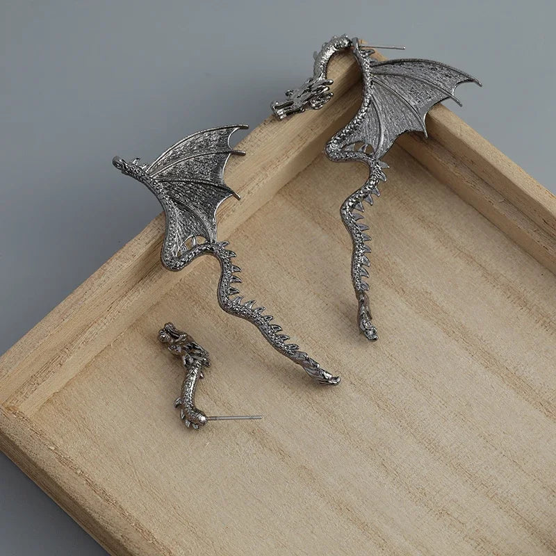 Dragon Front-Back Earrings – Stainless Steel Gothic Dragon Ear Jacket Jewelry - Image 4