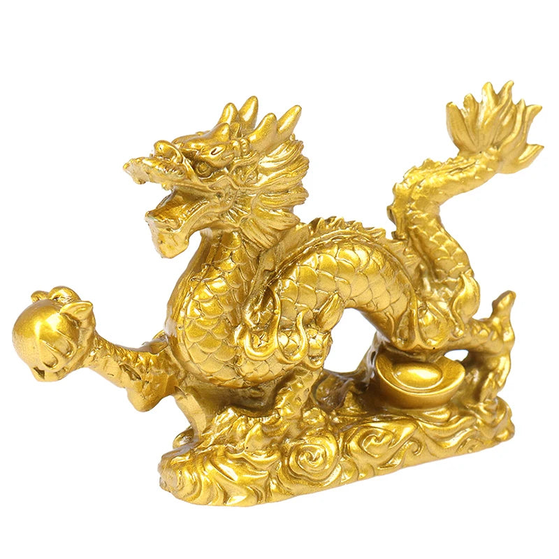 1Pc Good Lucky Golden Dragon Chinese Zodiac Statue – Gold Dragon Desktop Figurine