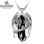Eudora Dragon Twining Hexagonal Obsidian Necklace