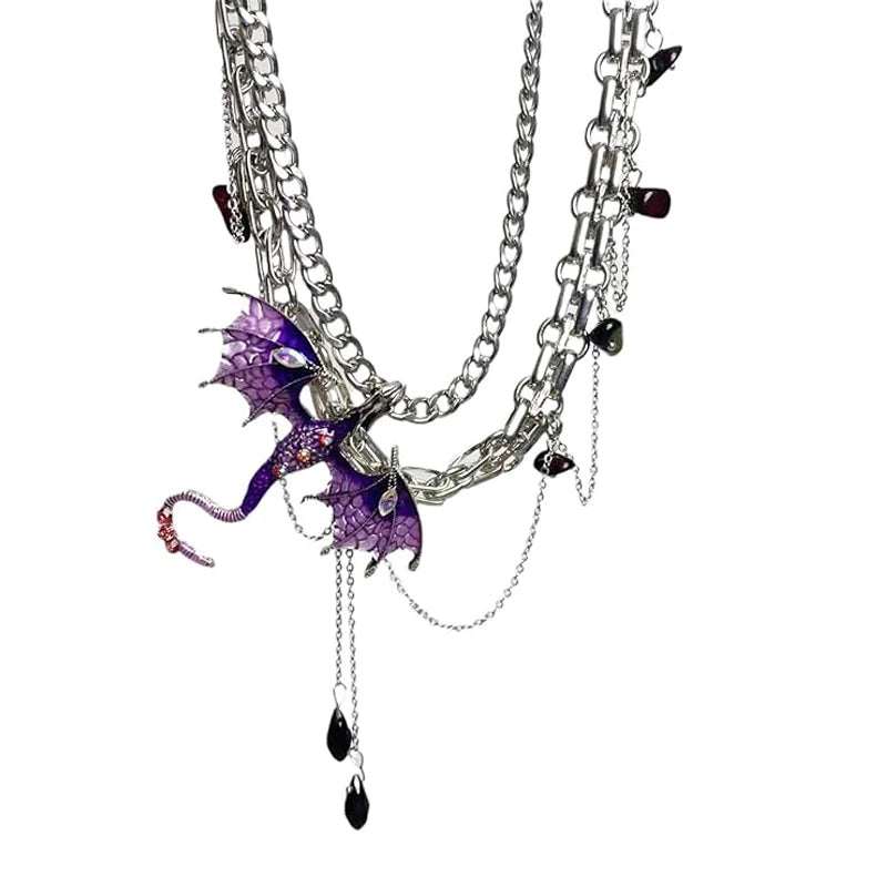 Dragon Choker Necklace for Women – Black & Purple Leather Gothic Punk Pendant with Stainless Steel & Zirconia - Image 5
