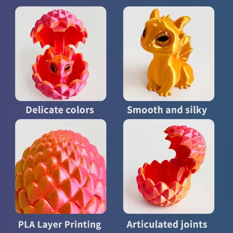 3D Printed Dragon Egg with Dragon – Anti-stress Mini Model, Movable & Rotatable Desktop Ornament, Kid Toy & Companionship Gift - Image 4
