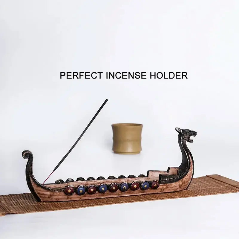 Creative Chinese Traditional Dragon Boat Statue Incense Holder – Resin Decoration Ornament for Home & Office - Image 2