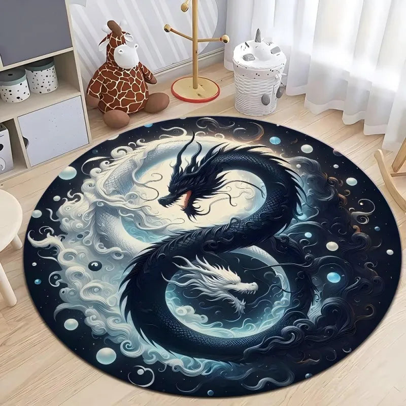 Fashion Dragon Round Carpet – Stylish Area Rug for Living Room, Bedroom & Chair Floor Mat - Image 6