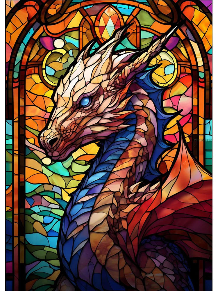 Abstract All Dragons Asylum Stained Glass Poster – Canvas Painting Wall Art for Living Room & Home Decor - Image 10