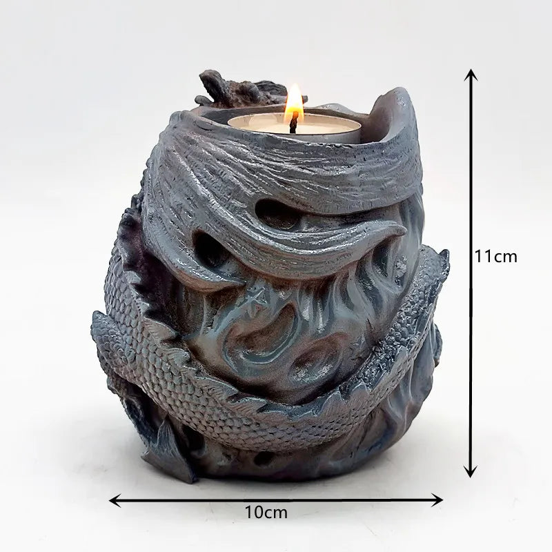 Flying Dragon Skull Candlestick Silicone Mold – DIY Resin, Gypsum & Halloween Decoration Tool - Image 4