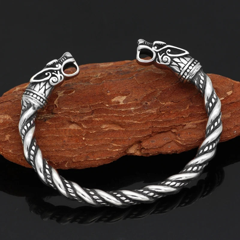 Fashion Gothic Dragon Head Bracelet – Viking-Inspired Open Cuff for Men & Couples - Image 3
