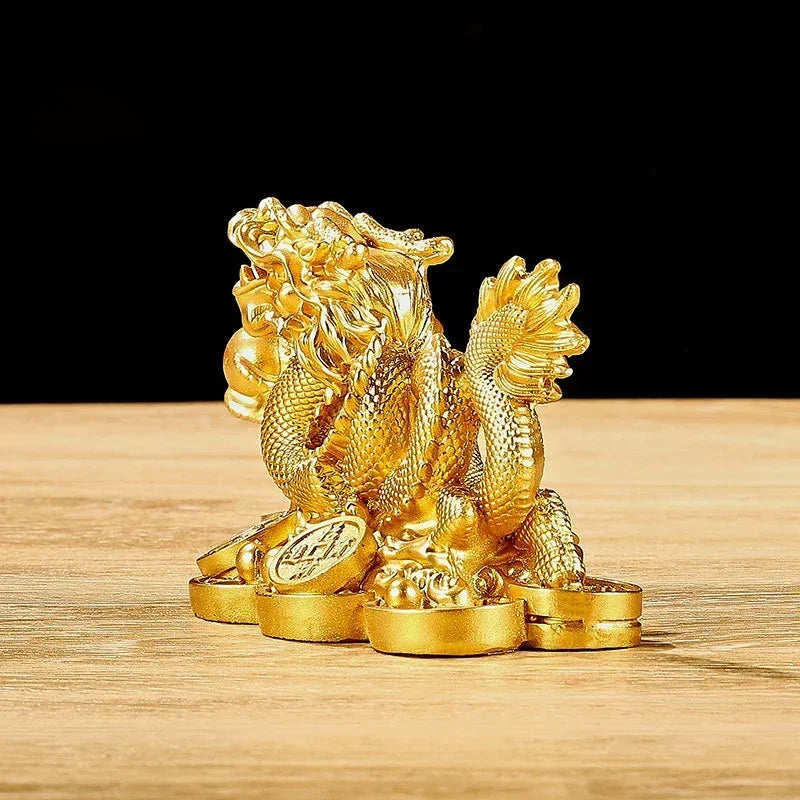 Chinese Auspicious Money Dragon Statuette – Resin Feng Shui Sculpture for Home & Office Decoration - Image 5